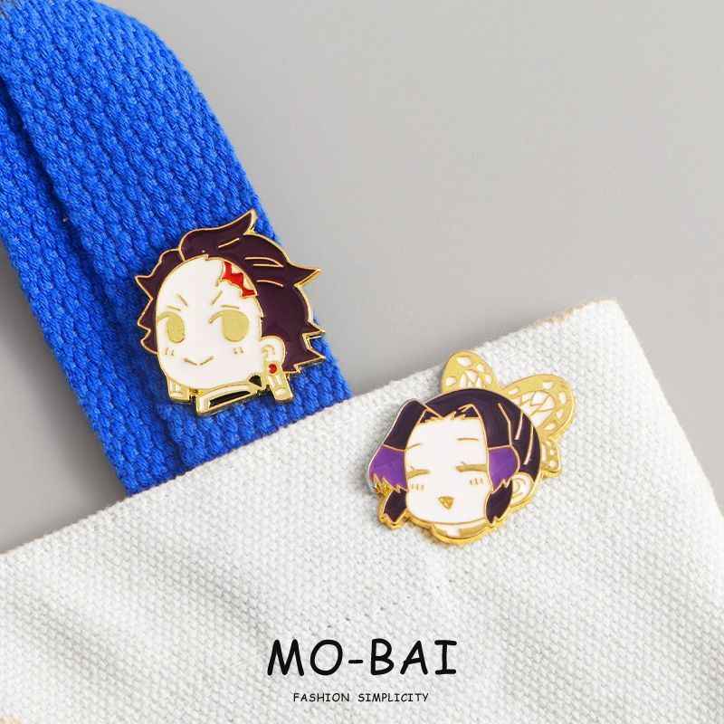 Kimesh no Yaiba Cute Pins: Butterfly, Tanjiro, Zenitsu, Giyu - Collectible Anime Metal Badges for Fashion & Gifts