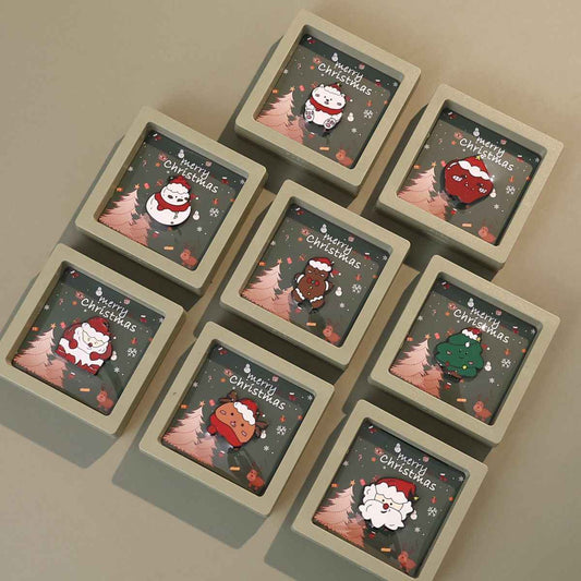 Christmas Pin Set: Cute Santa, Snowman, Reindeer for Gifts(8pcs)