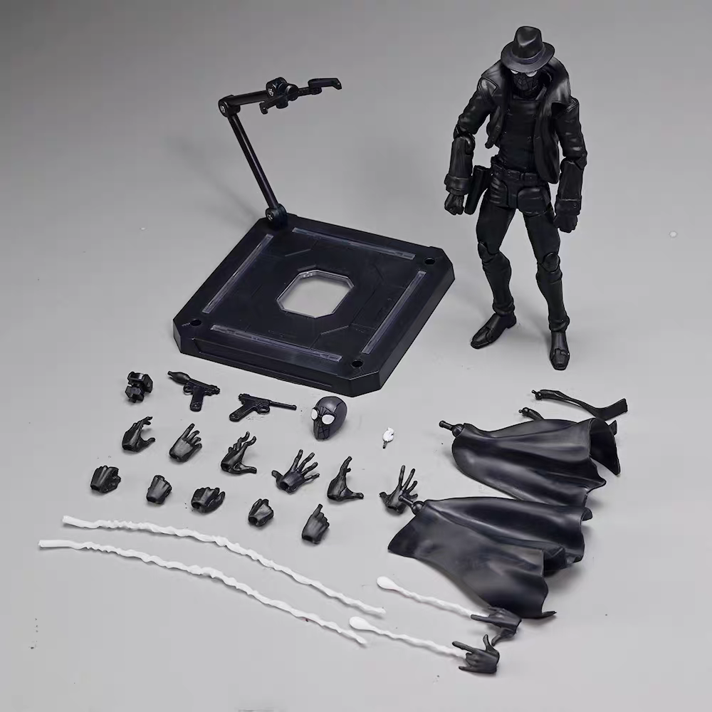 Spider-Man Noir Articulated Action Figure – Into the Spider-Verse | SY-Action KO Ver. | Full Accessories Set with Display Stand