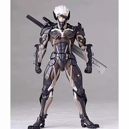 Kaiyodo Yamaguchi Revoltech Metal Gear Rising Revengeance Raiden White & Black Armor Action Figure Model Toy – 2-Pack Set