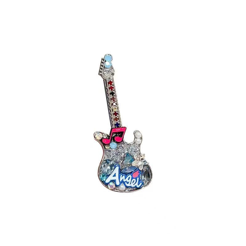 Rhinestone Guitar Hair Clips Set of 2