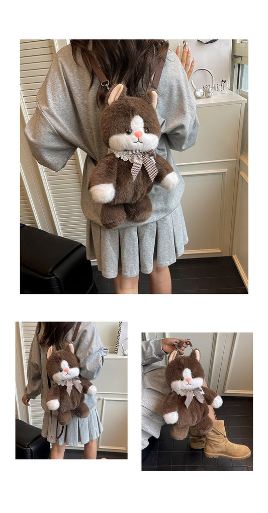 Cute Cat Plush Mini Backpack for Women
