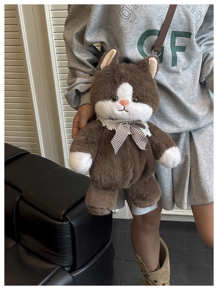 Cute Cat Plush Mini Backpack for Women