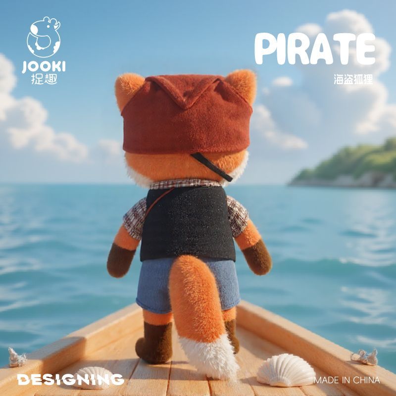 JOOKI Pirate Fox Plush Stuffed Animal Doll Kawaii Collectible Gift for Girls