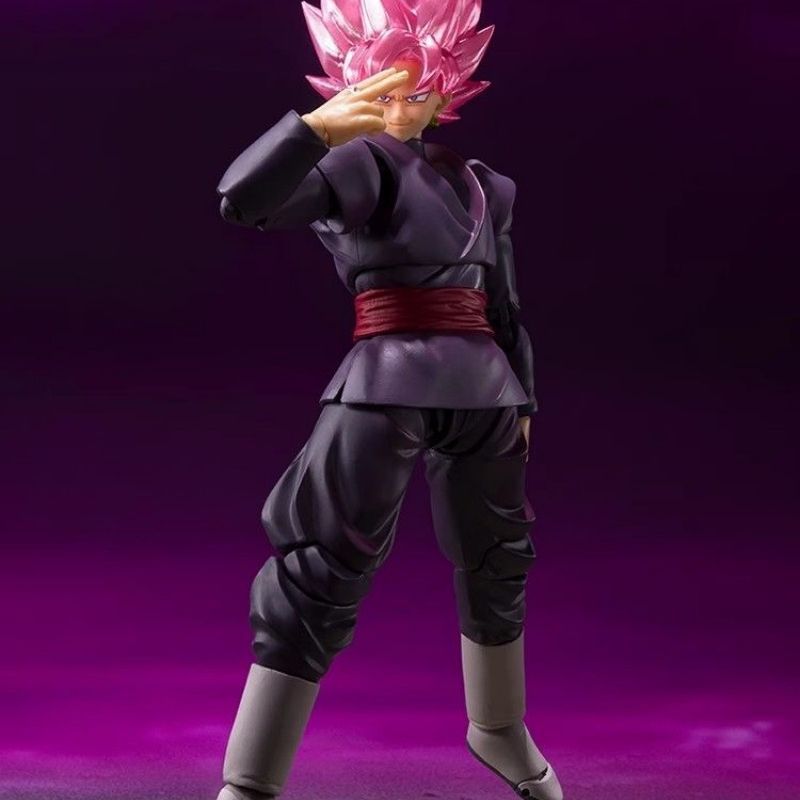 Bandai SHFiguarts Dragon Ball Super Goku Black Super Saiyan Rose Pink Hair Articulated Action Figure