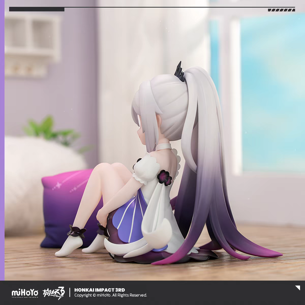 miHoYo Honkai Impact 3rd Kiana Kaslana Herrscher of Finality Chibi Sitting Figure with Purple Pillow Official