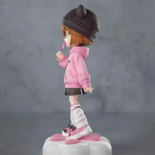 Anime Girl Cat Ear Hoodie GK Figure Lollipop Paw Base Statue