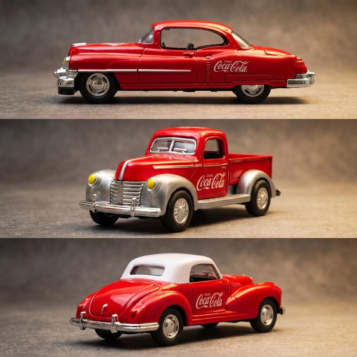Coca-Cola Vintage Diecast Car Model Set of 4