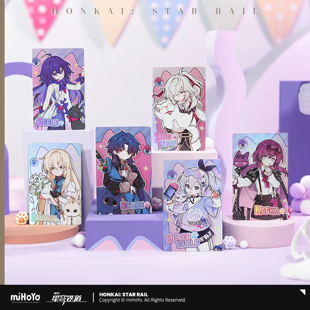 Honkai Star Rail chibi cat laser ticket - full 7-character set display Seele Jing Yuan Luocha Blade Silver Wolf Kafka