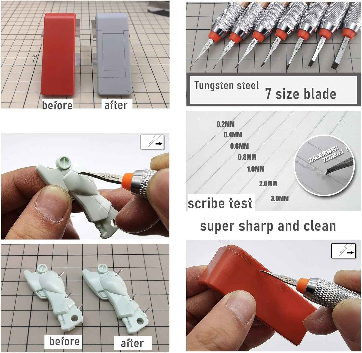 5 Size Scale Model Panel Line Carved Scribe Cutting Tool Chisel - TTpen