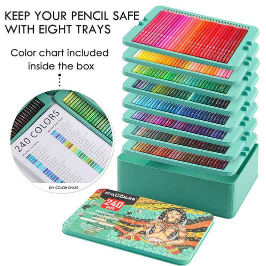 KALOUR 240 Professional Colored Pencils Set for Drawing Sketching Shading Coloring - TTpen