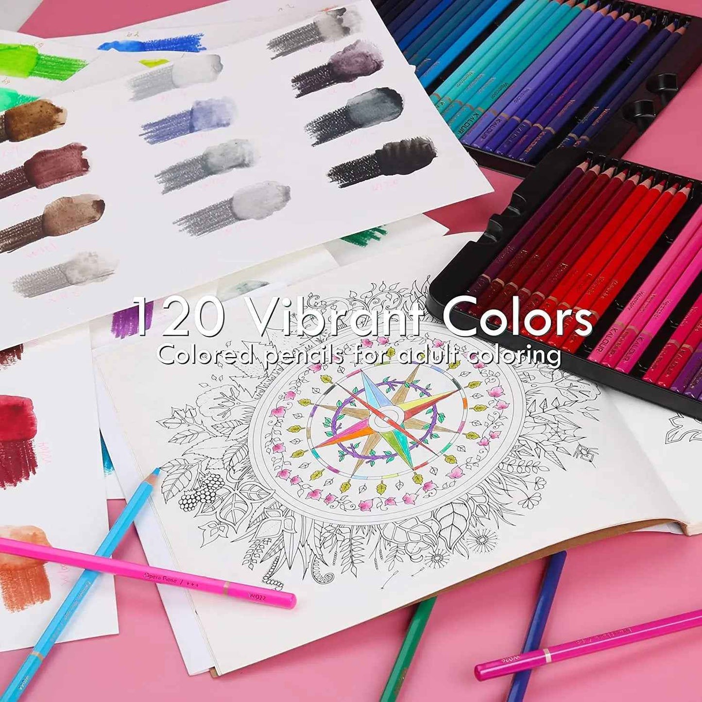 KALOUR 120 Premium Wet Dry Watercolor Pencils Set with 2 Brush - TTpen