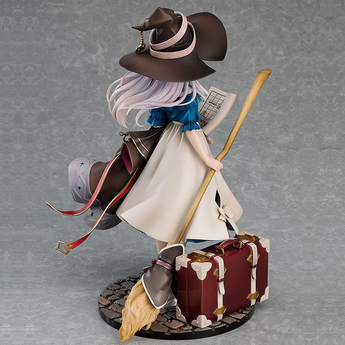 MR Studio Wandering Witch Elaina Early Summer Sky Ver. 1/7 Scale Anime Figure – Silver Hair Witch Hat Travel Suitcase Collectible Statue