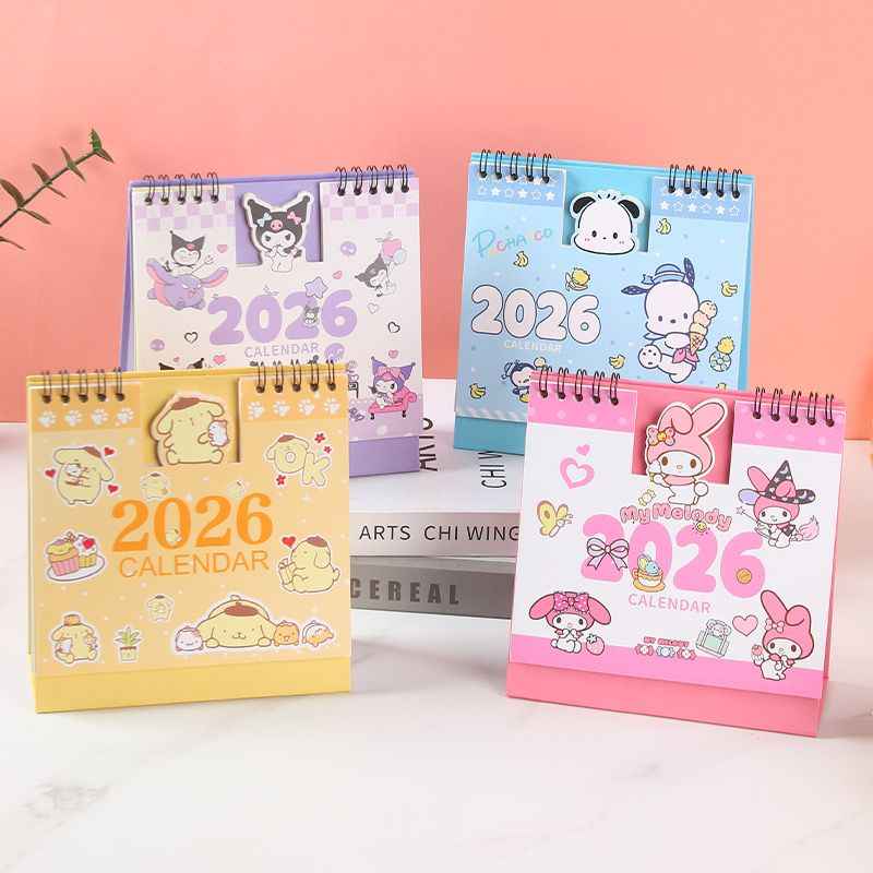 Sanrio 2026 kawaii desk calendar set Kuromi Melody friends