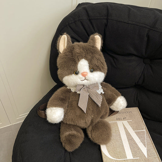 Cute Cat Plush Mini Backpack for Women