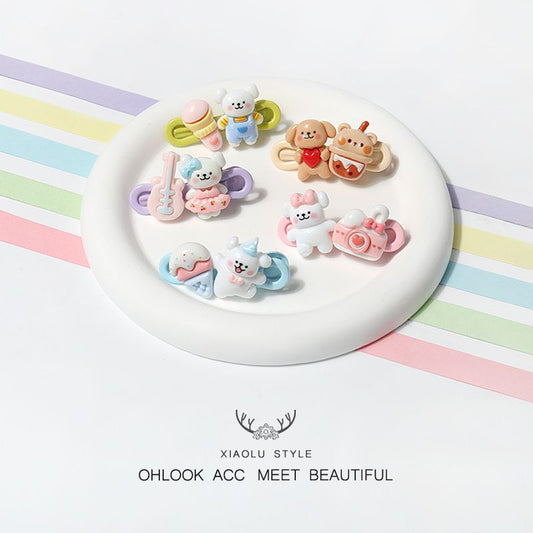 Cute White Dog Kawaii Hair Clips for Women pastel colors