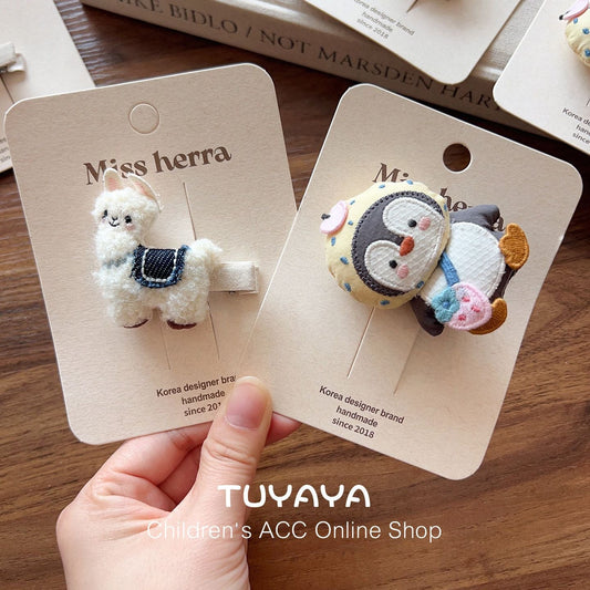 Miss Herra Kids Cute Animal Hair Clips Set penguin alpaca toddler