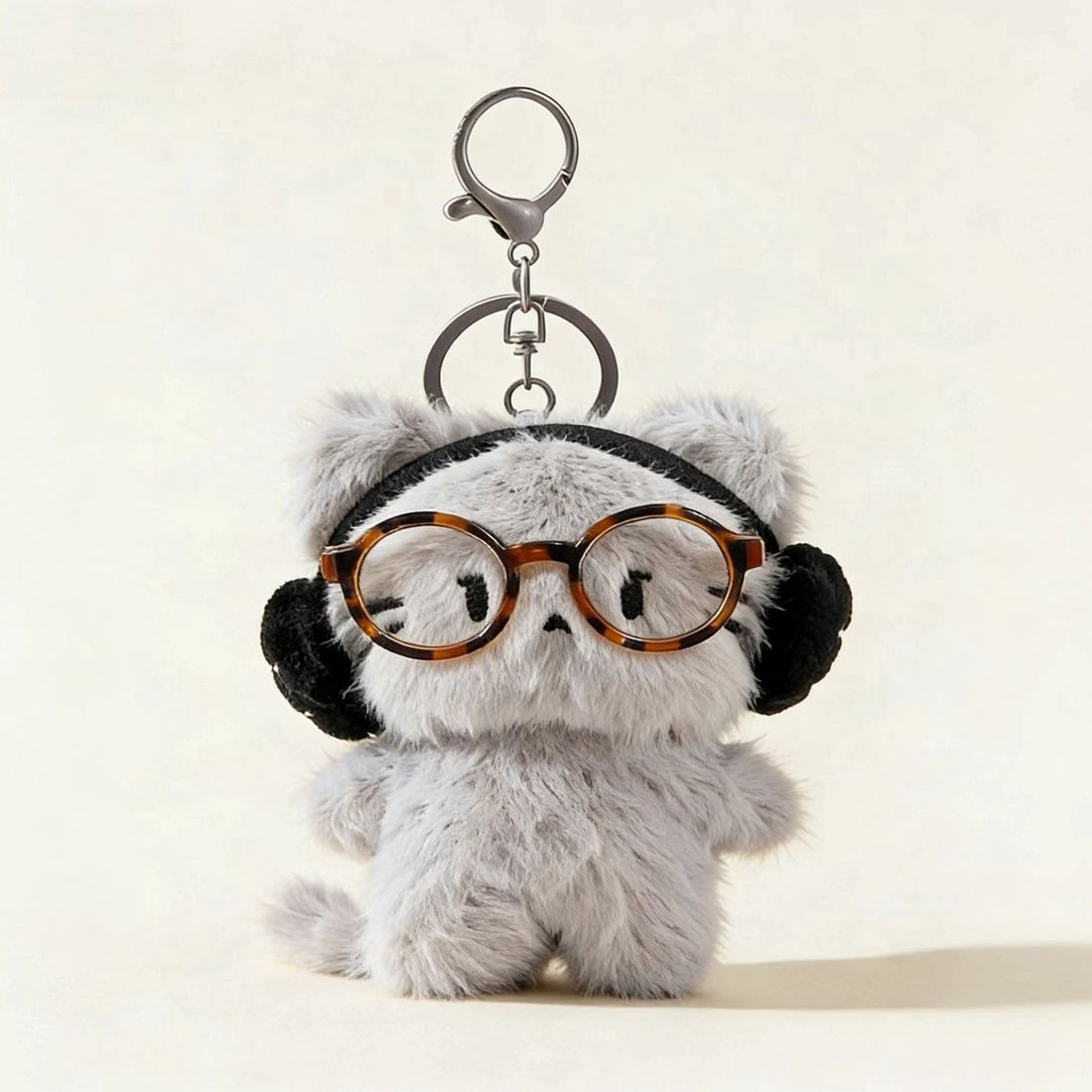 Cute Cat Plush Keychain Bag Charm Gift with glasses