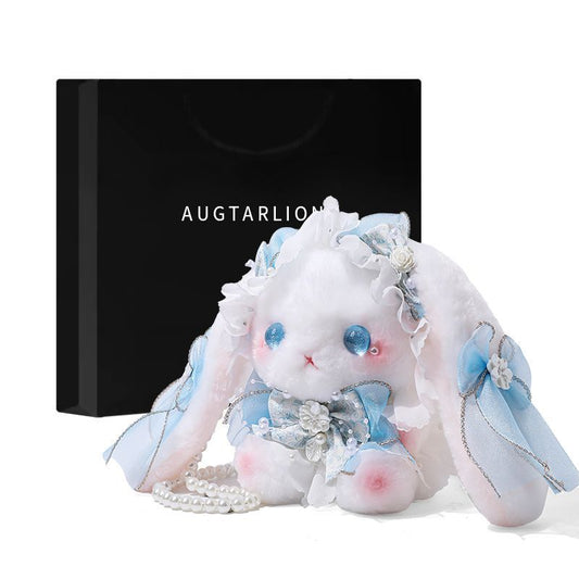 Augtarlion Cute Rabbit Plush Crossbody Bag Blue Floral