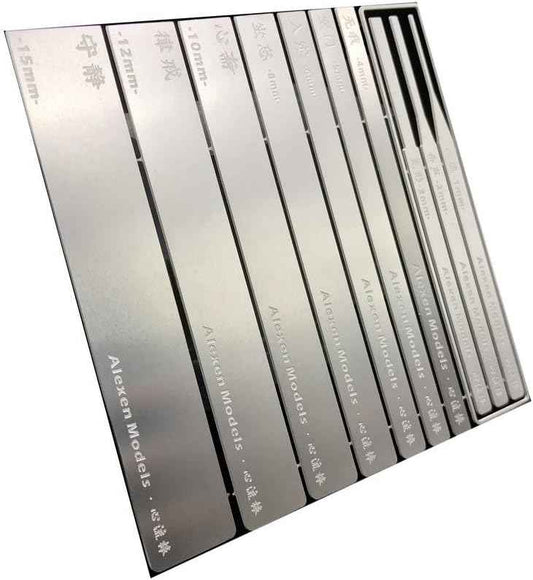 10-in-1 stainless steel sanding polishing sticks Alexen models Gunpla finishing tool