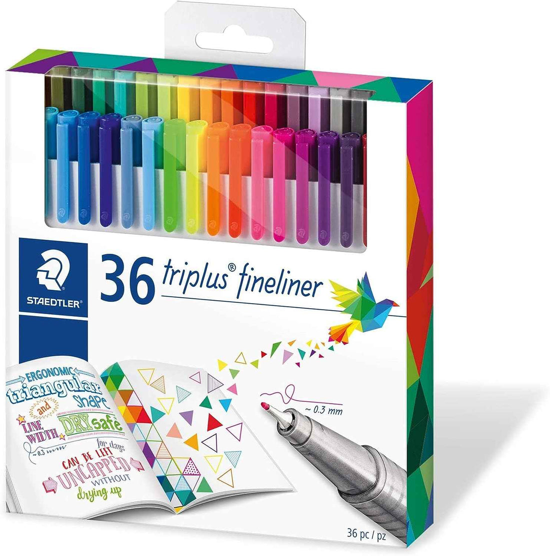 STAEDTLER Triplus Fineliner pen 36 assorted colours set for artists students