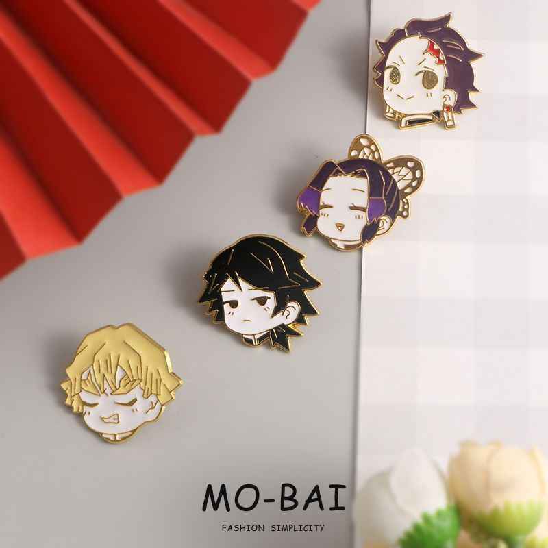 Kimesh no Yaiba Cute Pins: Butterfly, Tanjiro, Zenitsu, Giyu - Collectible Anime Metal Badges for Fashion &amp; Gifts