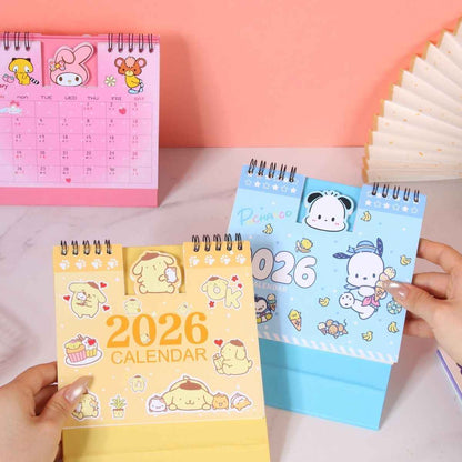 Sanrio 2026 Kawaii Desk Calendar Set - Kuromi, Melody &amp; Friends