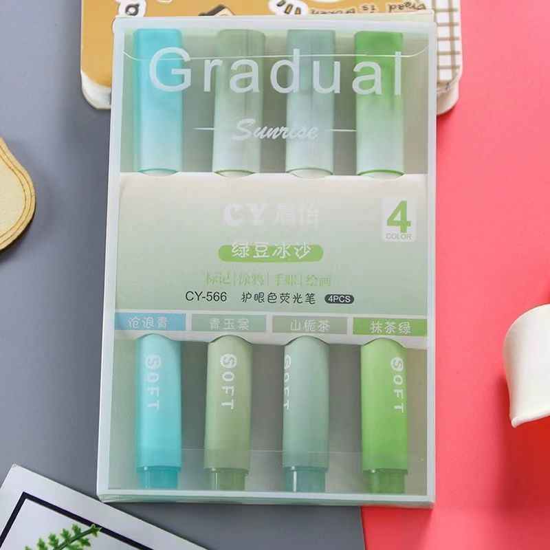 Gradual Sunrise Highlighter Set: Aesthetic Pastel Colors for Study & Art