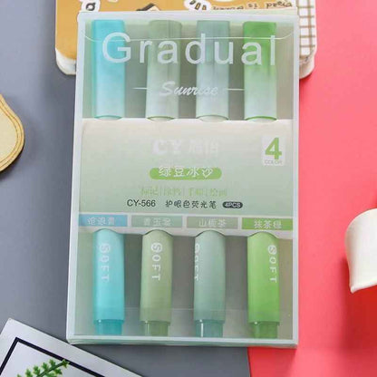 Gradual Sunrise Highlighter Set: Aesthetic Pastel Colors for Study & Art