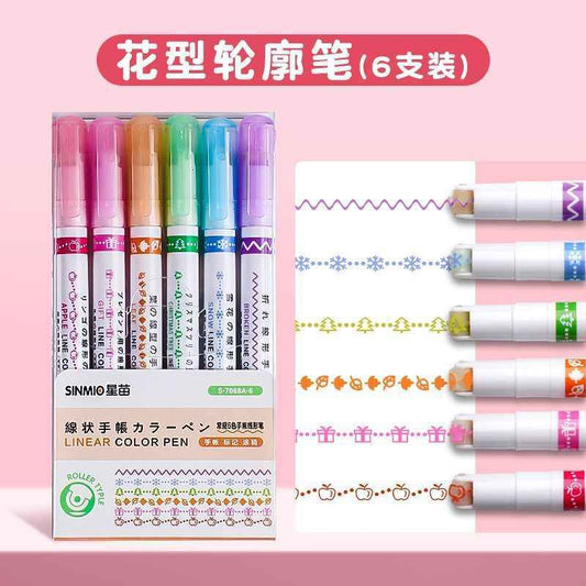6 Floral Pattern Roller Pens for Journaling &amp; School Projects