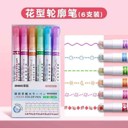 6 Floral Pattern Roller Pens for Journaling &amp; School Projects