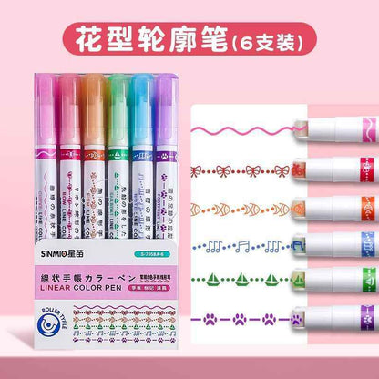 6 Floral Pattern Roller Pens for Journaling &amp; School Projects