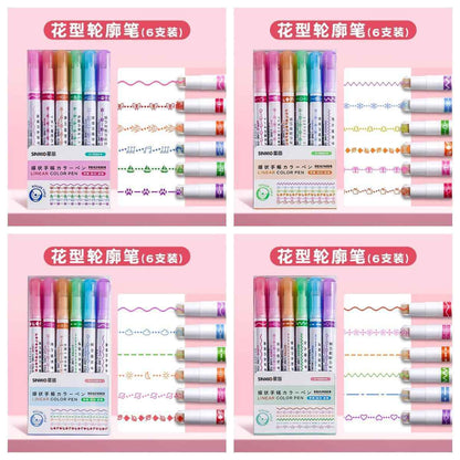 6 Floral Pattern Roller Pens for Journaling &amp; School Projects
