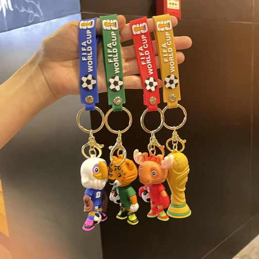 2026 FIFA World Cup Mascot Keychain | USA Canada Mexico Soccer Figure Pendant Souvenir Collectible