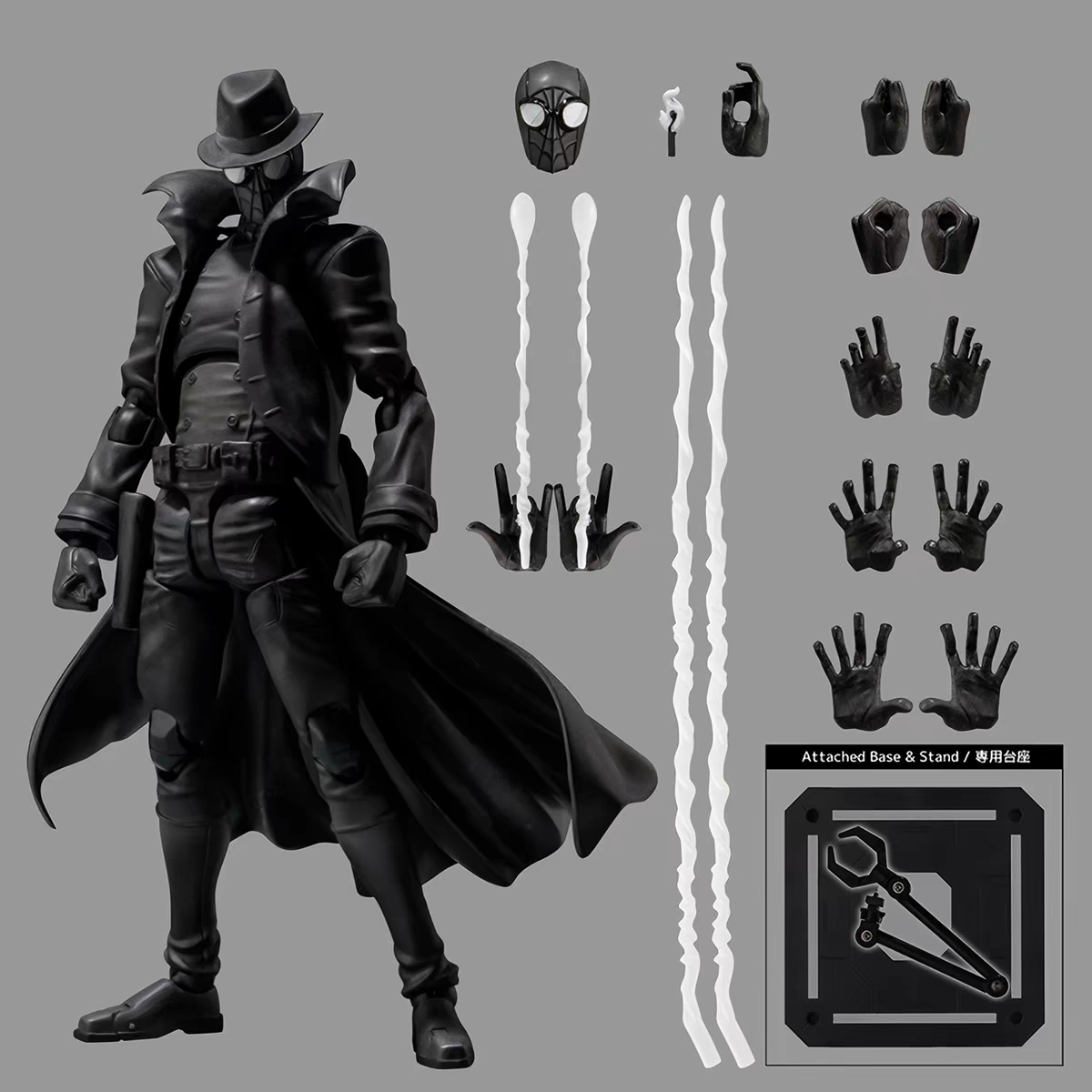 Spider-Man Noir Articulated Action Figure – Into the Spider-Verse | SY-Action KO Ver. | Full Accessories Set with Display Stand