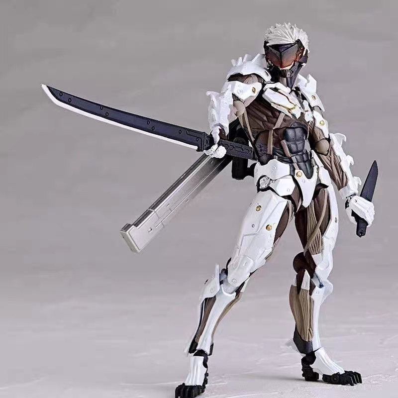 Kaiyodo Yamaguchi Revoltech Metal Gear Rising Revengeance Raiden White & Black Armor Action Figure Model Toy – 2-Pack Set