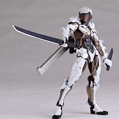 Kaiyodo Yamaguchi Revoltech Metal Gear Rising Revengeance Raiden White & Black Armor Action Figure Model Toy – 2-Pack Set