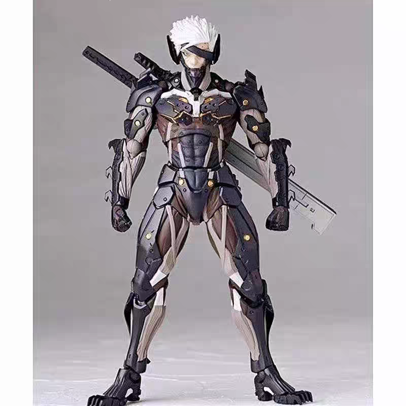 Kaiyodo Yamaguchi Revoltech Metal Gear Rising Revengeance Raiden White & Black Armor Action Figure Model Toy – 2-Pack Set