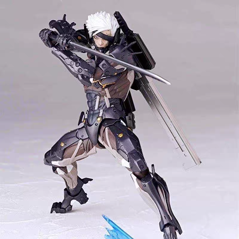Kaiyodo Yamaguchi Revoltech Metal Gear Rising Revengeance Raiden White & Black Armor Action Figure Model Toy – 2-Pack Set