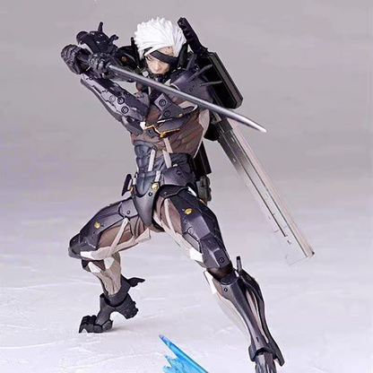 Kaiyodo Yamaguchi Revoltech Metal Gear Rising Revengeance Raiden White & Black Armor Action Figure Model Toy – 2-Pack Set