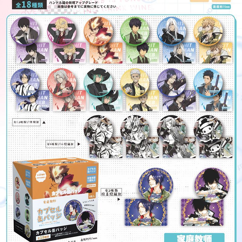 75mm Anime Capsule Pin Badge Blind Box Set