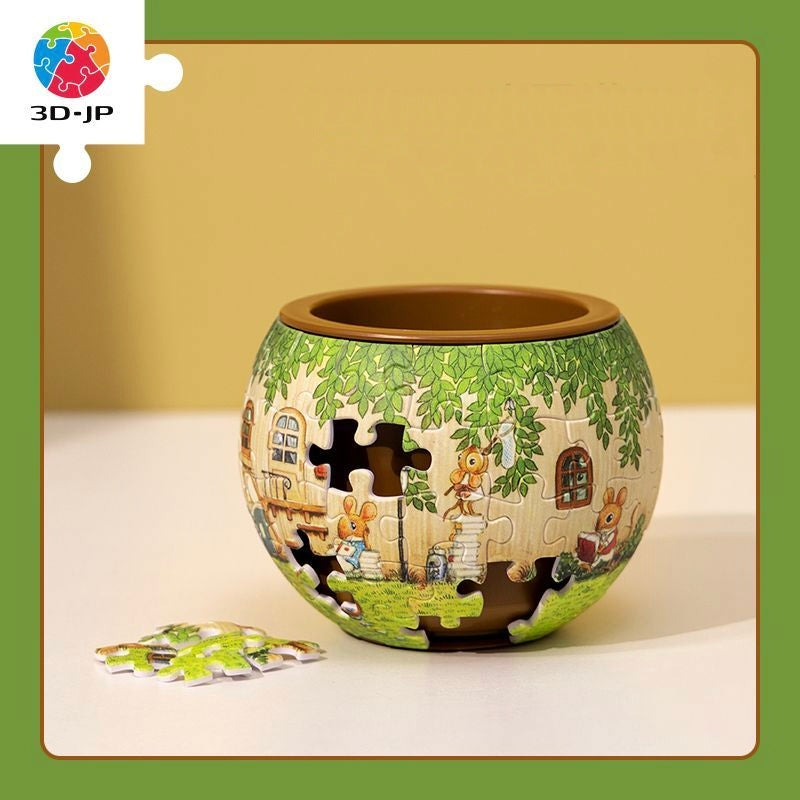 3D Puzzle Mouse Reading Club Flower Pot