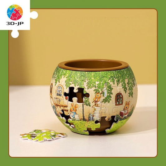 3D Puzzle Mouse Reading Club Flower Pot