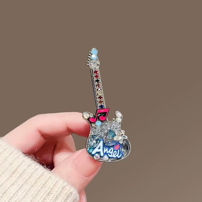 Rhinestone Guitar Hair Clips Set of 2