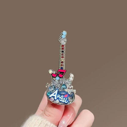 Rhinestone Guitar Hair Clips Set of 2