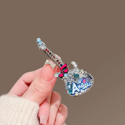 Rhinestone Guitar Hair Clips Set of 2