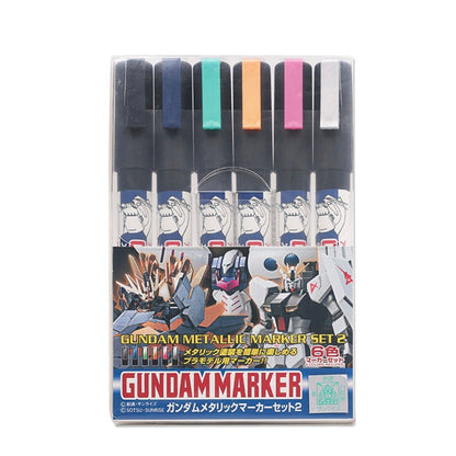 Mr. Hobby Gundam Metallic Marker Set 2 GMS-125 – 6-Color Metallic Paint Set for Snap-Built Gunpla