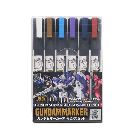 Mr. Hobby Gundam Marker Advanced Set GMS-124 – 6-Color Touch-Up & Detail Paint Set for Gunpla