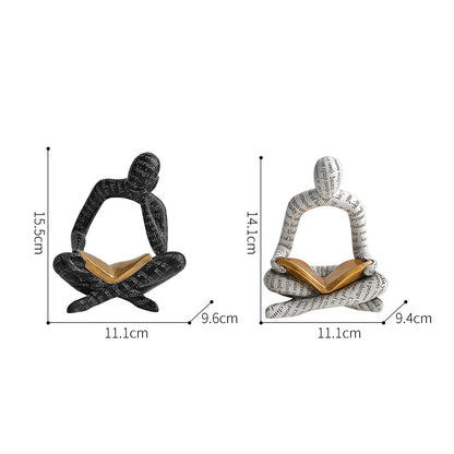 Abstract Reader & Thinker Couple Figurine Set