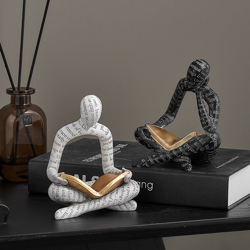 Abstract Reader & Thinker Couple Figurine Set